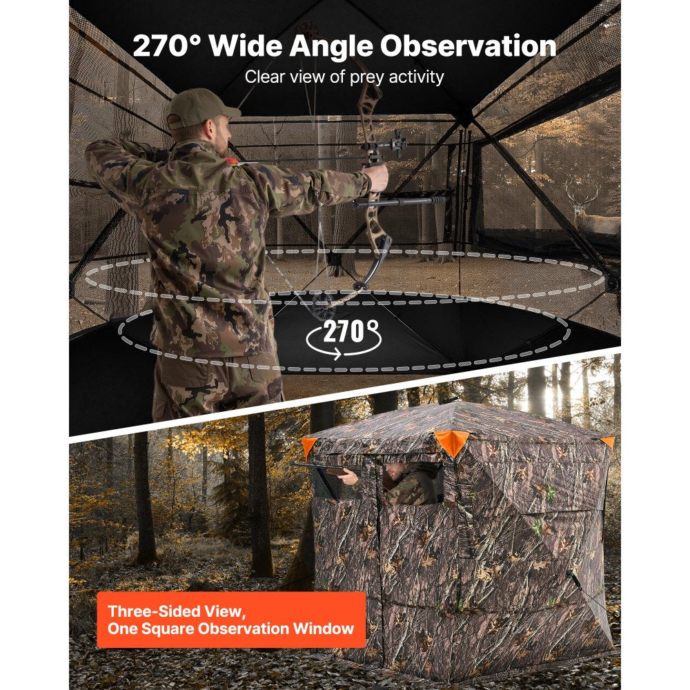 VEVOR Hunting Blind, 4-5 Person See Through Ground Blinds with Carrying Bag, 270 Degree Portable Camouflage Tent