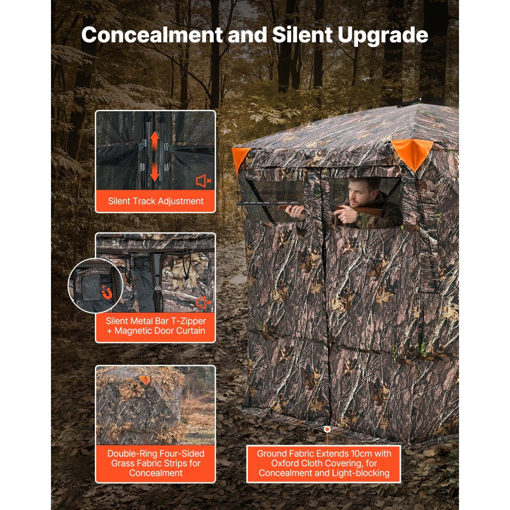 VEVOR Hunting Blind, 4-5 Person See Through Ground Blinds with Carrying Bag, 270 Degree Portable Camouflage Tent