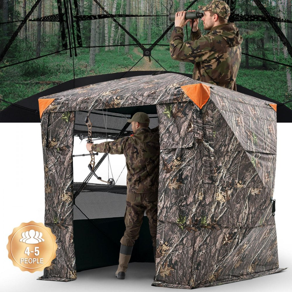VEVOR Hunting Blind, 4-5 Person See Through Ground Blinds with Carrying Bag, 270 Degree Portable Camouflage Tent
