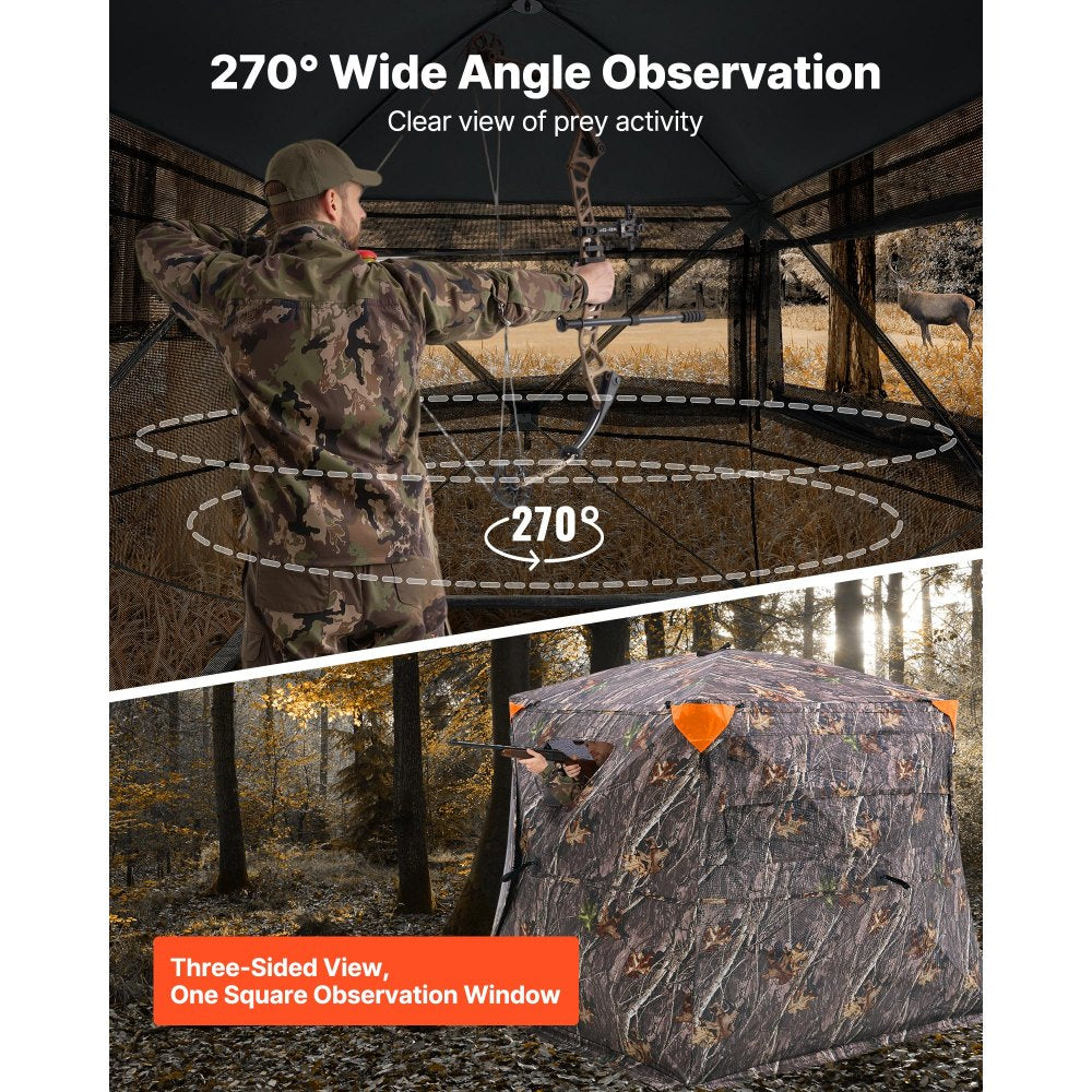 VEVOR Hunting Blind, 270° See Through Ground Blind, 4-5 Person Pop Up Deer Blind for Hunting with Carrying Bag