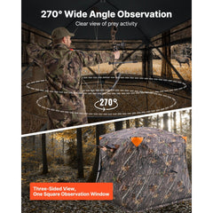 VEVOR Hunting Blind, 270° See Through Ground Blind, 4-5 Person Pop Up Deer Blind for Hunting with Carrying Bag