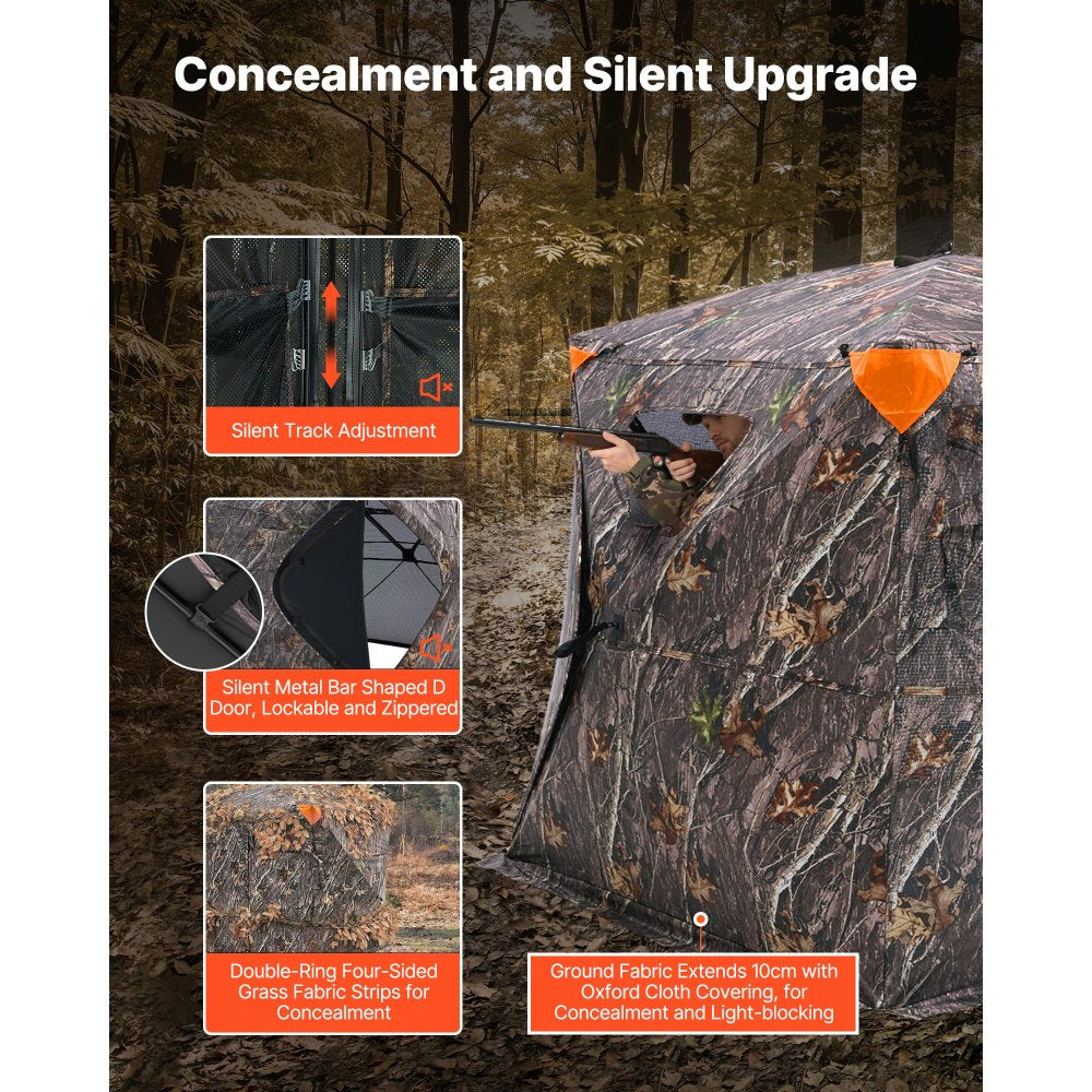 VEVOR Hunting Blind, 270° See Through Ground Blind, 4-5 Person Pop Up Deer Blind for Hunting with Carrying Bag