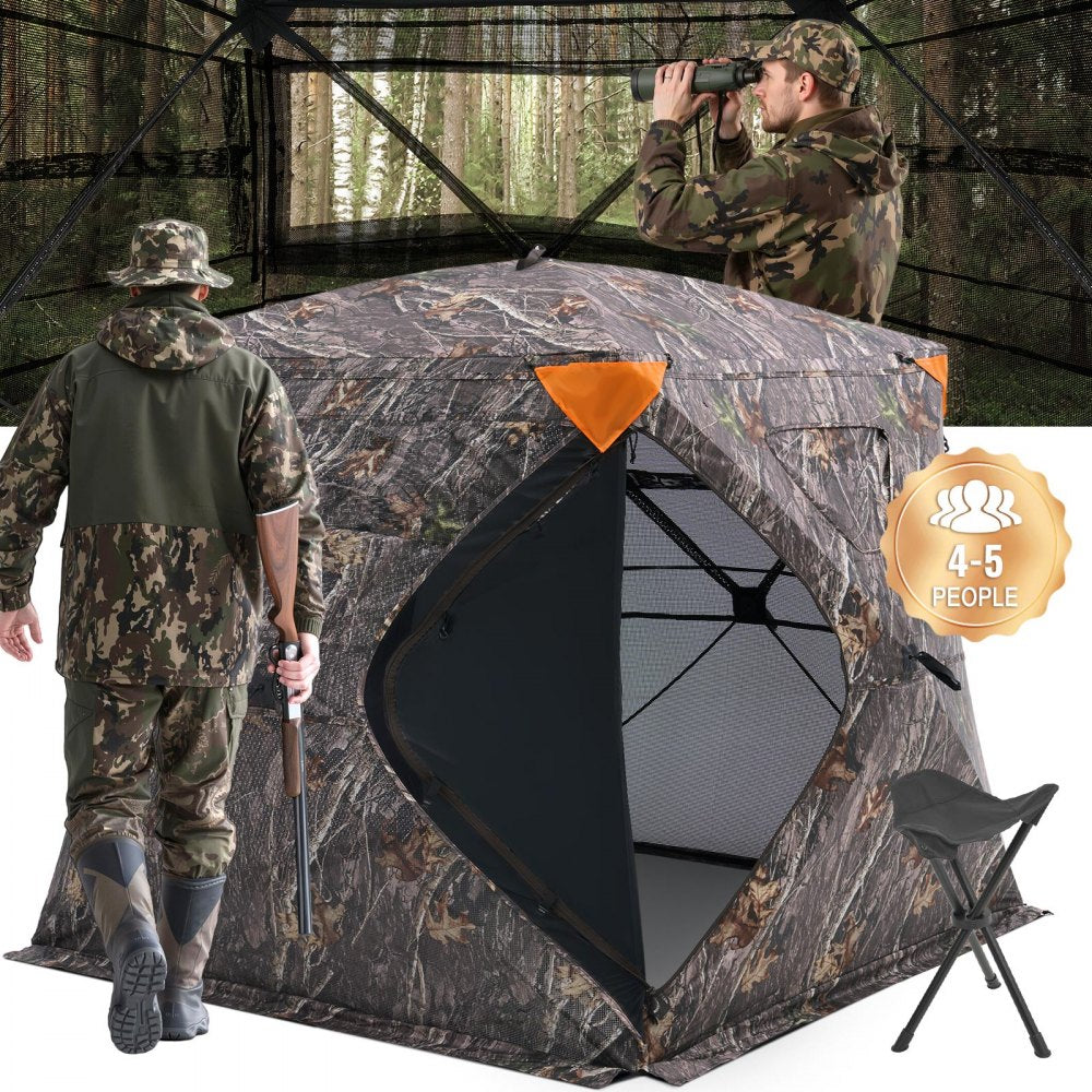 VEVOR Hunting Blind, 270° See Through Ground Blind, 4-5 Person Pop Up Deer Blind for Hunting with Carrying Bag
