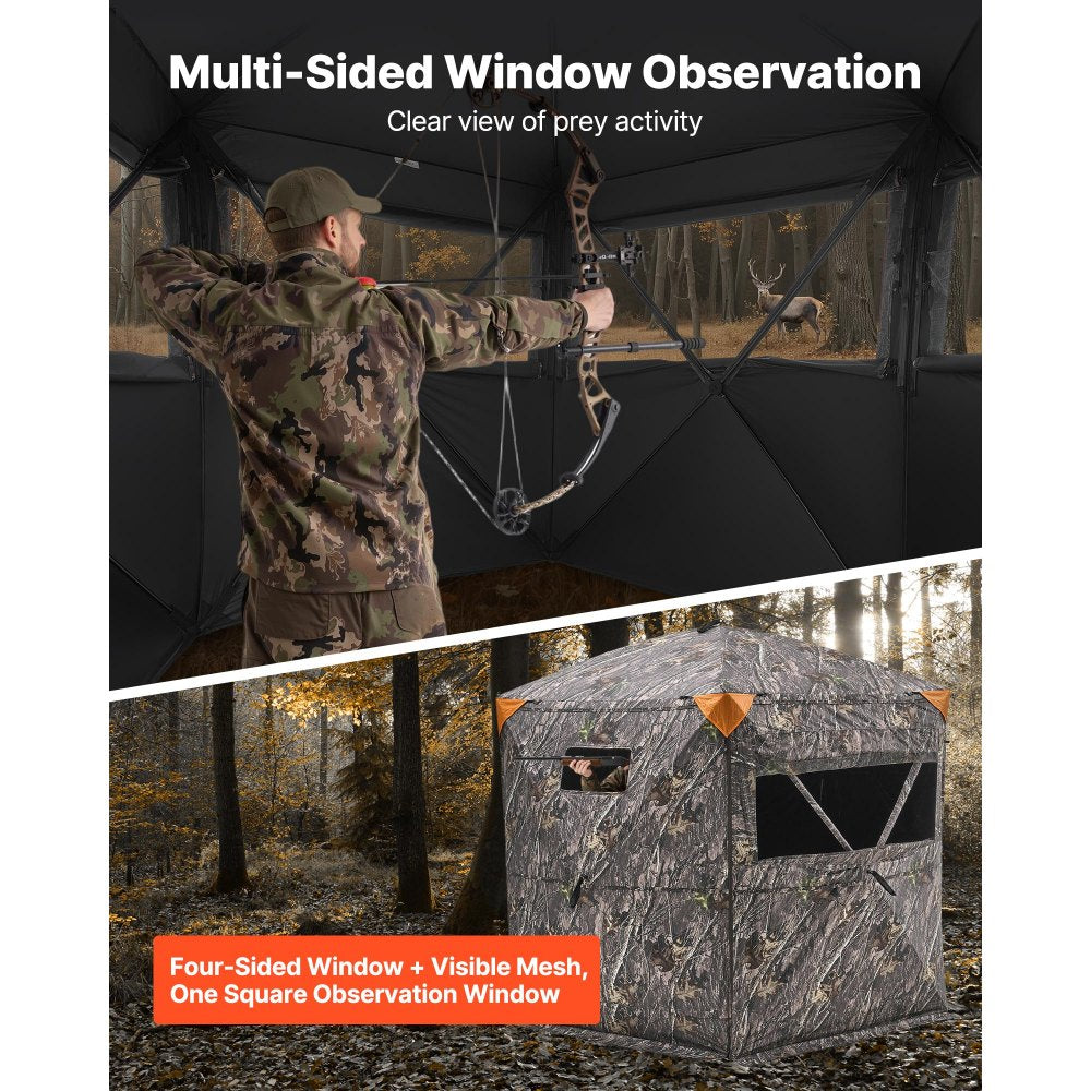 VEVOR Hunting Blind, 6-7 Person Ground Blinds with Carrying Bag, Portable Camouflage Tent, Reinforced Durable Concealed