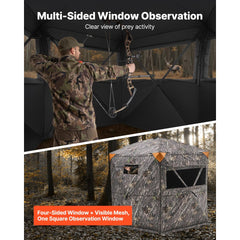 VEVOR Hunting Blind, 6-7 Person Ground Blinds with Carrying Bag, Portable Camouflage Tent, Reinforced Durable Concealed