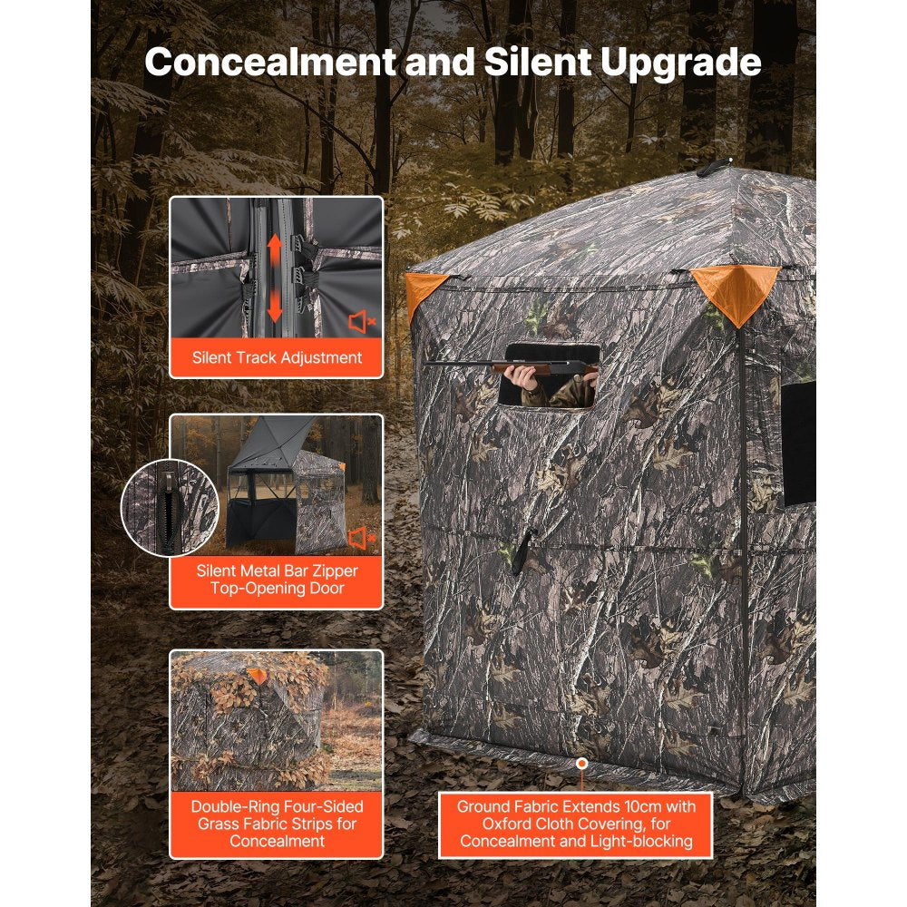 VEVOR Hunting Blind, 6-7 Person Ground Blinds with Carrying Bag, Portable Camouflage Tent, Reinforced Durable Concealed