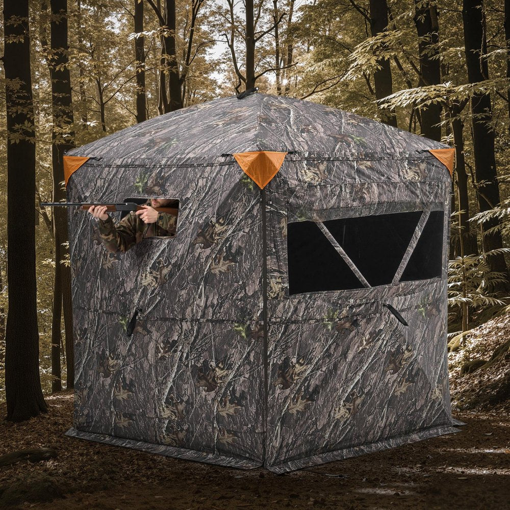 VEVOR Hunting Blind, 6-7 Person Ground Blinds with Carrying Bag, Portable Camouflage Tent, Reinforced Durable Concealed