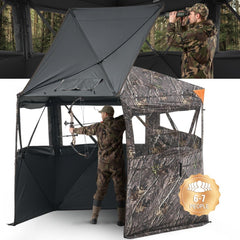 VEVOR Hunting Blind, 6-7 Person Ground Blinds with Carrying Bag, Portable Camouflage Tent, Reinforced Durable Concealed