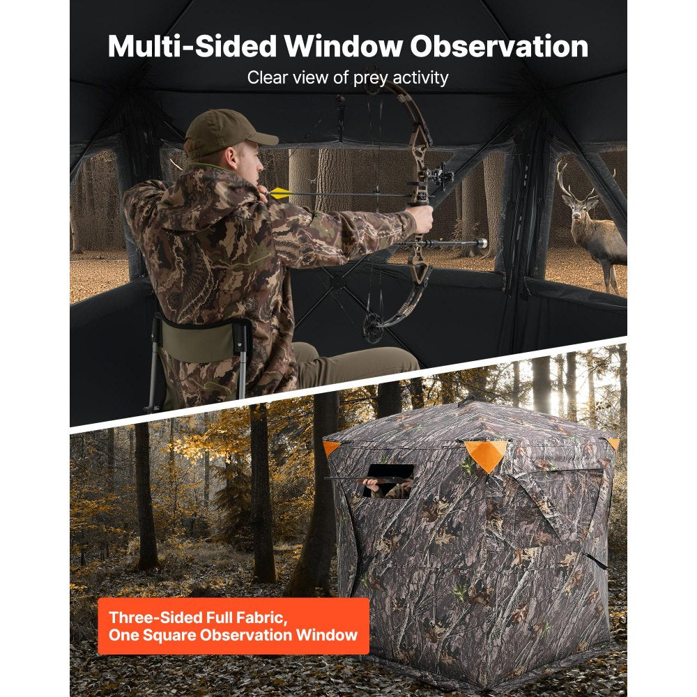 VEVOR Hunting Blind, 270° Ground Blind, 2-3 Person Pop Up Deer Blind for Hunting with Carrying Bag, Portable Resilient