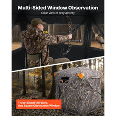 VEVOR Hunting Blind, 270° Ground Blind, 2-3 Person Pop Up Deer Blind for Hunting with Carrying Bag, Portable Resilient