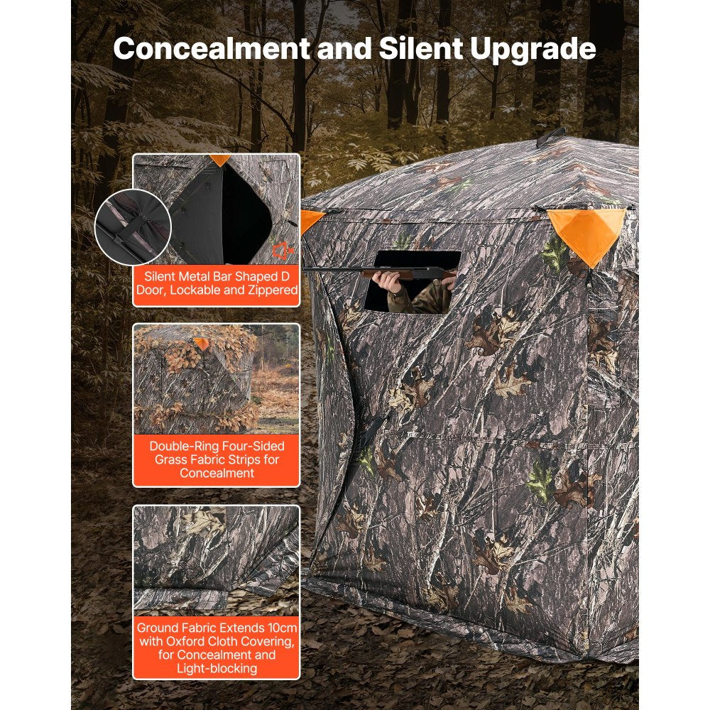 VEVOR Hunting Blind, 270° Ground Blind, 2-3 Person Pop Up Deer Blind for Hunting with Carrying Bag, Portable Resilient