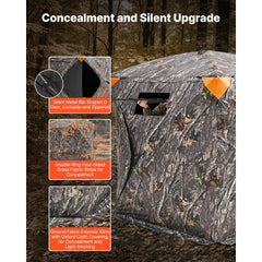 VEVOR Hunting Blind, 270° Ground Blind, 2-3 Person Pop Up Deer Blind for Hunting with Carrying Bag, Portable Resilient