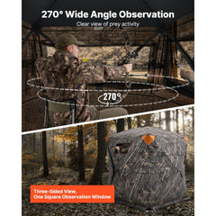 VEVOR Hunting Blind, 270° See Through Ground Blind, 1-2 Person Pop Up Deer Blind for Hunting with Carrying Bag