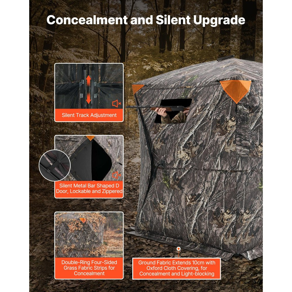 VEVOR Hunting Blind, 270° See Through Ground Blind, 1-2 Person Pop Up Deer Blind for Hunting with Carrying Bag