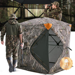 VEVOR Hunting Blind, 270° See Through Ground Blind, 1-2 Person Pop Up Deer Blind for Hunting with Carrying Bag