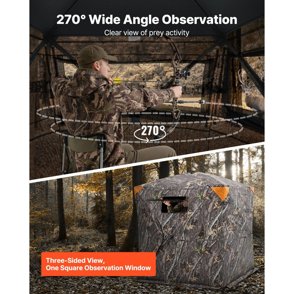 VEVOR Hunting Blind, 270° See Through Ground Blind, 2-3 Person Pop Up Deer Blind for Hunting with Carrying Bag