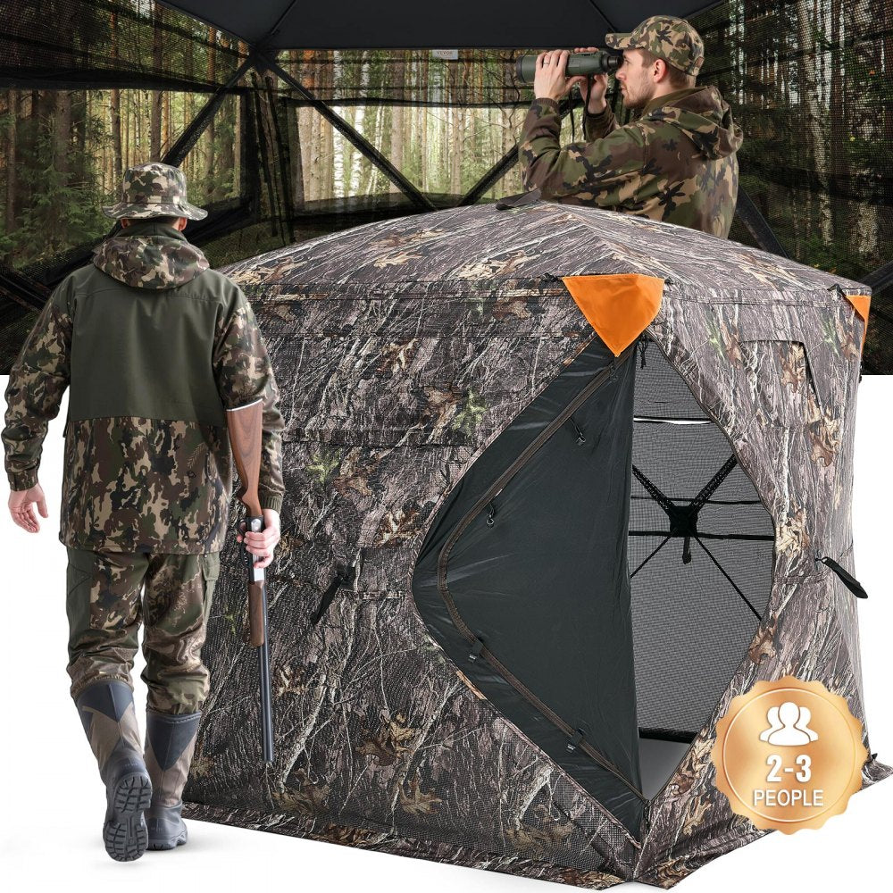 VEVOR Hunting Blind, 270° See Through Ground Blind, 2-3 Person Pop Up Deer Blind for Hunting with Carrying Bag