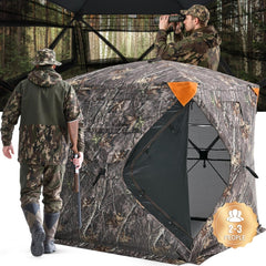 VEVOR Hunting Blind, 270° See Through Ground Blind, 2-3 Person Pop Up Deer Blind for Hunting with Carrying Bag