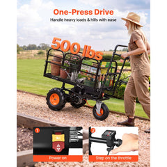 VEVOR Electric Utility Cart, 36V 432Wh Battery Powered Electric Wagon, 500W Power Wheelbarrow with Brake, 500 lbs Load