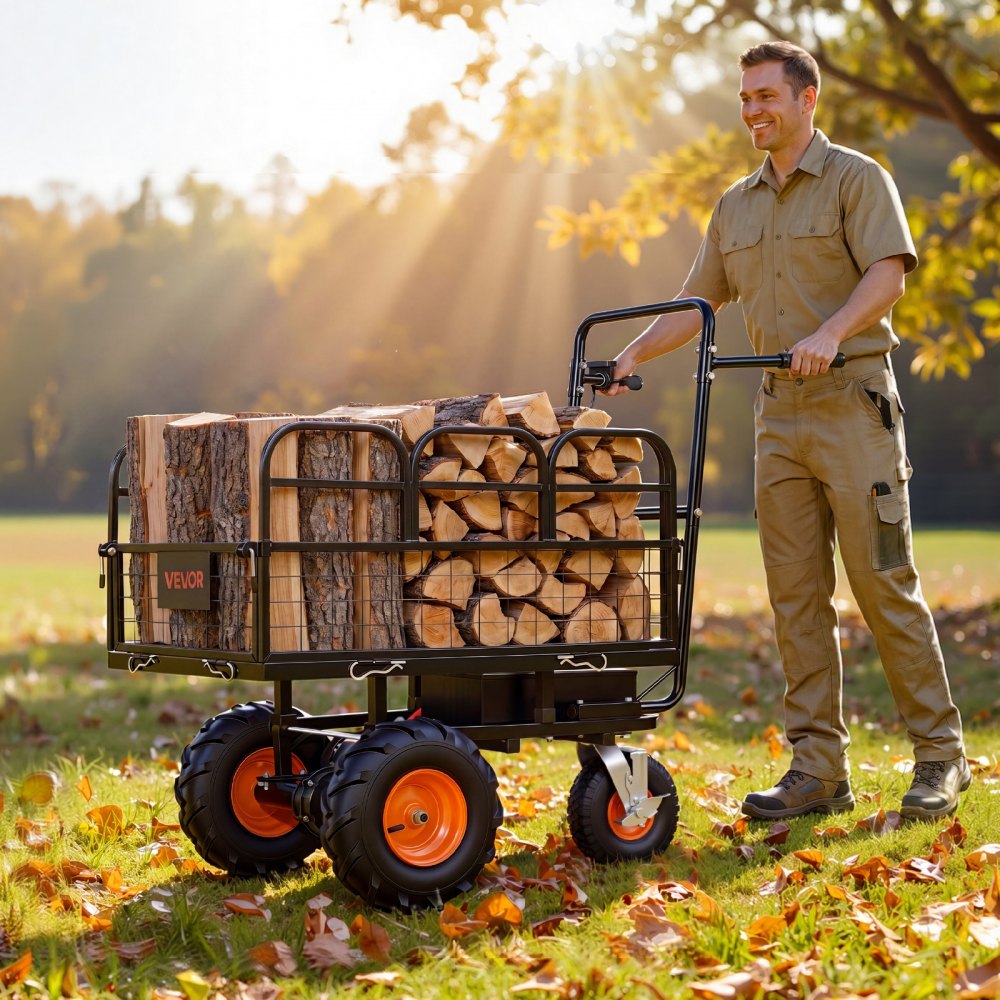 VEVOR Electric Utility Cart, 36V 432Wh Battery Powered Electric Wagon, 500W Power Wheelbarrow with Brake, 500 lbs Load