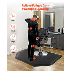 VEVOR Salon Mat for Hair Stylist, 4 x 5 FT Hexagon Salon Chair Mat Anti Fatigue, 1/2-inch Thickened Barber Shop Floor