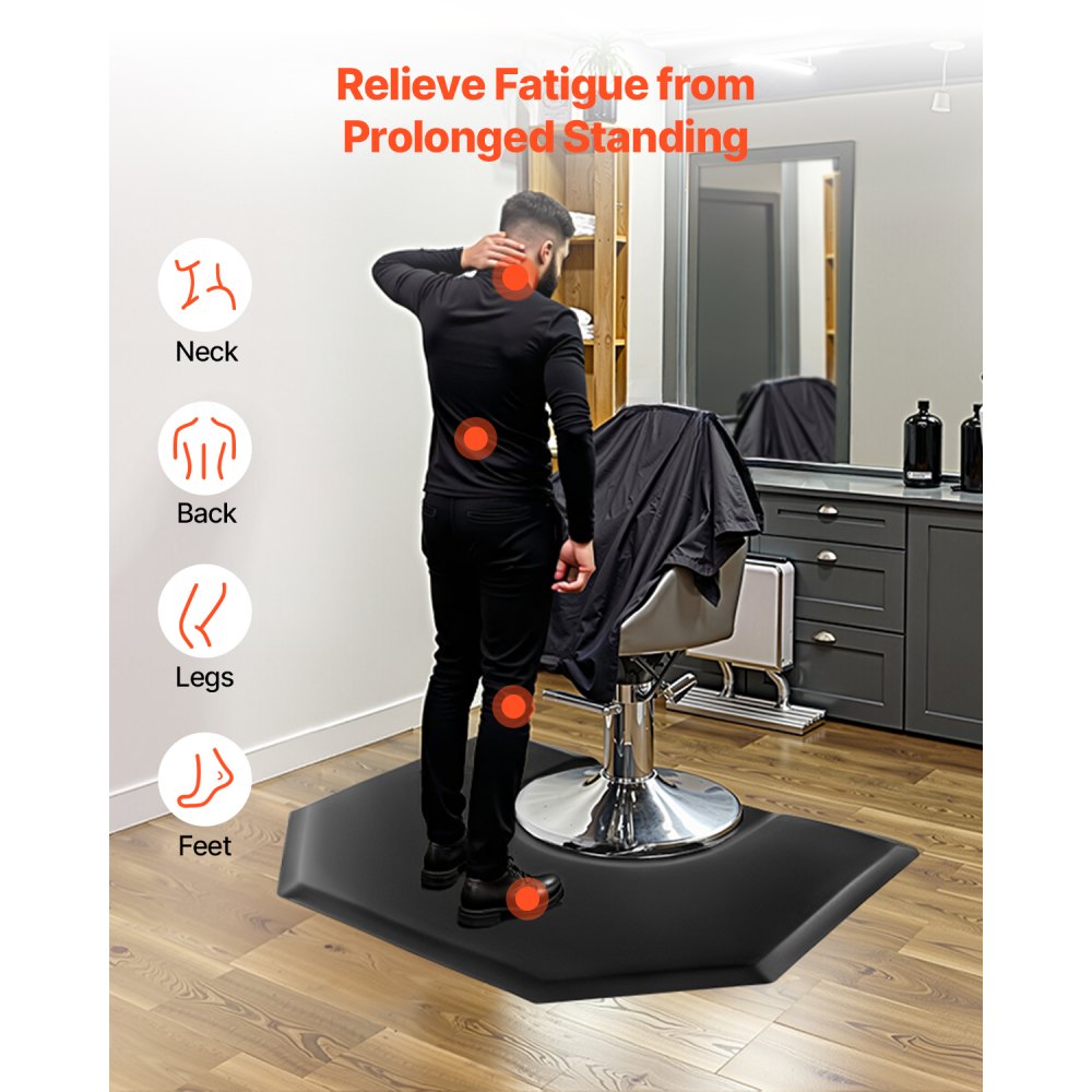 VEVOR Salon Mat for Hair Stylist, 4 x 5 FT Hexagon Salon Chair Mat Anti Fatigue, 1-inch Thickened Barber Shop Floor Mat