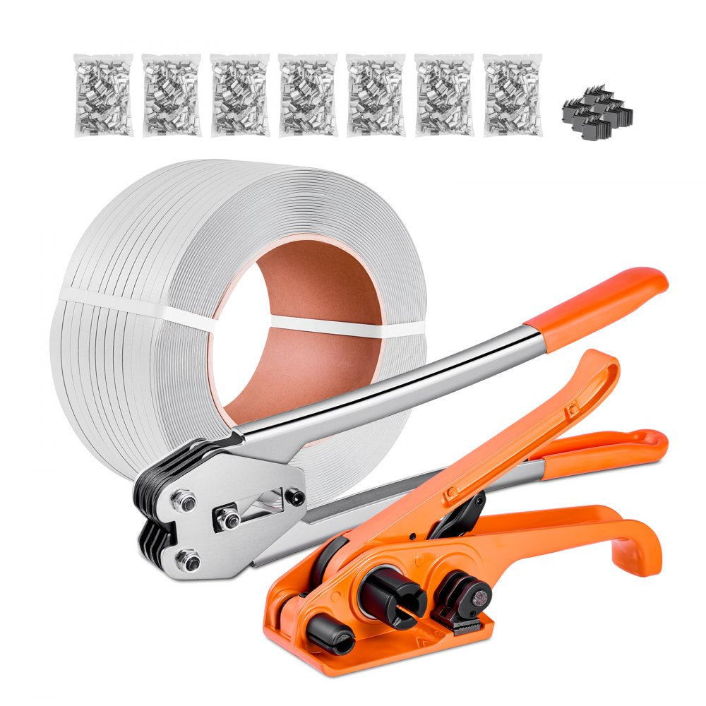 VEVOR Banding Strapping Kit, Heavy Duty Banding Sealer Tool with 3200 ft Length PP Band, 1000 Metal Seals, 50 Corner
