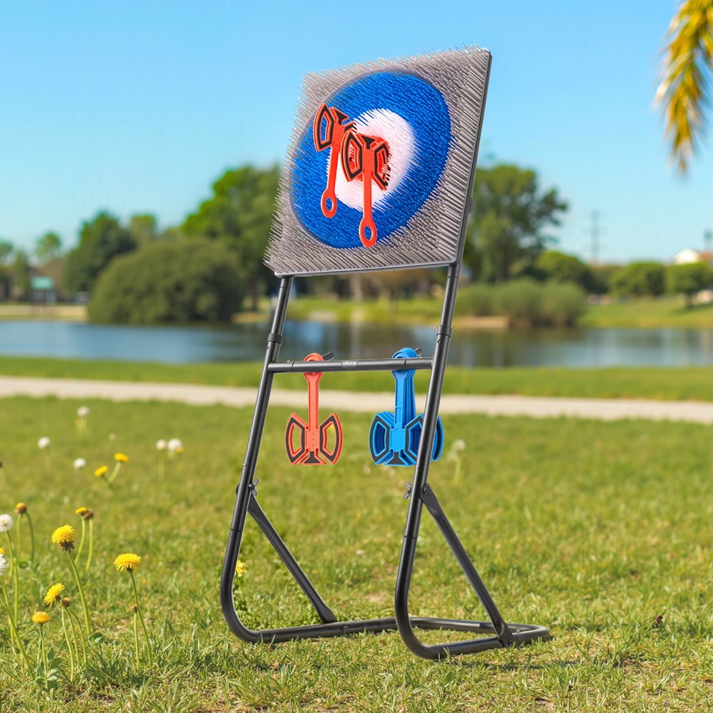 VEVOR Axe Throwing Game, Plastic Bristle Target with 8 Throwing Axes Set, Foldable Steel Frame, Easy to Store, Stable