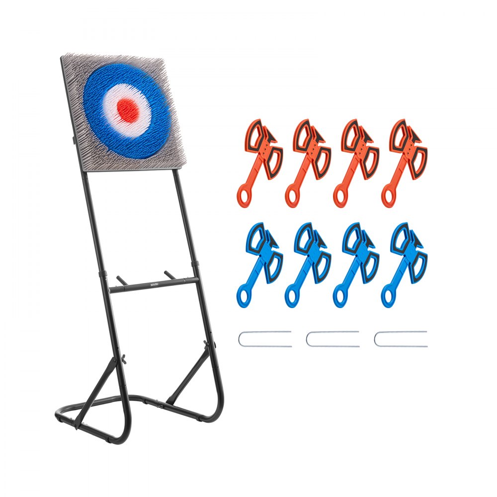 VEVOR Axe Throwing Game, Plastic Bristle Target with 8 Throwing Axes Set, Foldable Steel Frame, Easy to Store, Stable