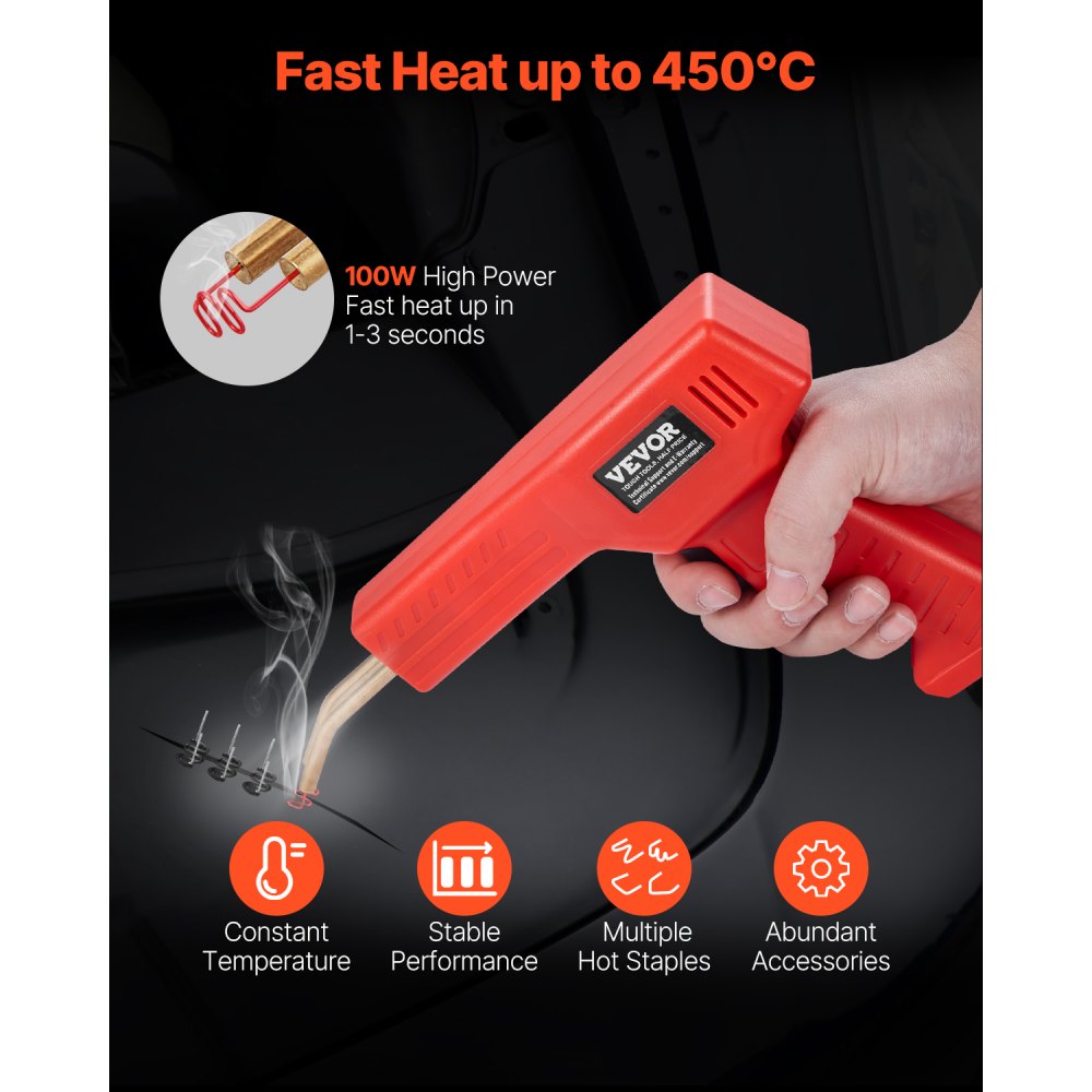 VEVOR Plastic Welder, 100W Plastic Welding Gun with 800PCS Hot Staples, Professional Hot Staple Welding Gun, Plastic