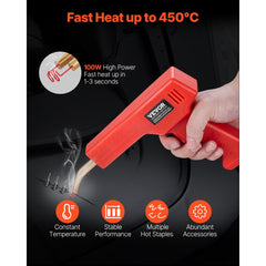 VEVOR Plastic Welder, 100W Plastic Welding Gun with 800PCS Hot Staples, Professional Hot Staple Welding Gun, Plastic