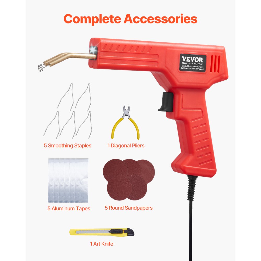 VEVOR Plastic Welder, 100W Plastic Welding Gun with 800PCS Hot Staples, Professional Hot Staple Welding Gun, Plastic