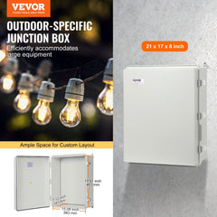 VEVOR Outdoor Electrical Junction Box, 20.87 x 16.92 x 7.87 in, ABS Plastic Electrical Enclosure Box with Hinged Cover