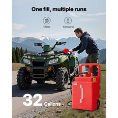 VEVOR Diesel Transfer Tank, 32 Gallon, Portable Kerosene Tank with 12V DC 10GPM Electric Transfer Pump, 13 ft Delivery