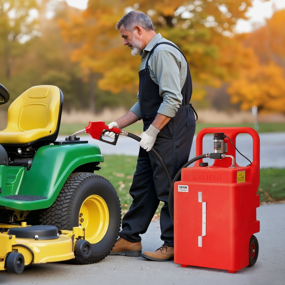 VEVOR Diesel Transfer Tank, 32 Gallon, Portable Kerosene Tank with 12V DC 10GPM Electric Transfer Pump, 13 ft Delivery