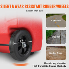VEVOR 16 Gallon Fuel Caddy, 7.8 L/min, Portable Gas Storage Tank Container with Hand Pump Rubber Wheels, Fuel Transfer
