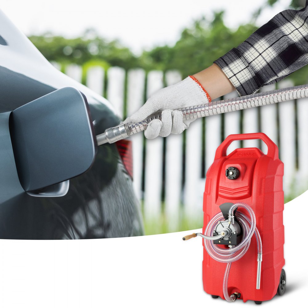 VEVOR 16 Gallon Fuel Caddy, 7.8 L/min, Portable Gas Storage Tank Container with Hand Pump Rubber Wheels, Fuel Transfer