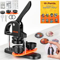 VEVOR Button Maker Machine, 2.28 inch/58mm Pin Maker with 100pcs Button Parts, Ergonomic Arc Handle Punch Press Kit