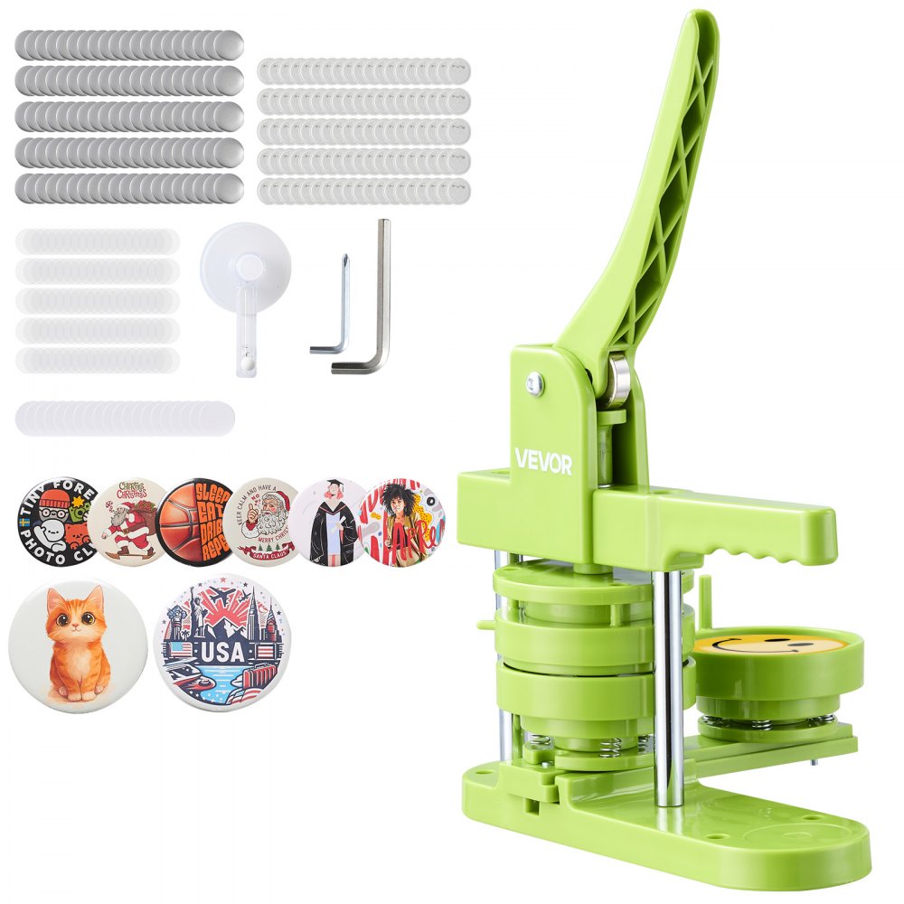 VEVOR Button Maker Machine, 2.95 in, Plastic Pin Maker with 100pcs Button Parts, Mr. Panda Magic Book, Circle Cutter
