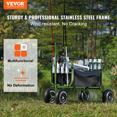 VEVOR Beach Fishing Cart, 300 lbs Load Capacity, Foldable Fish and Marine Cart with Four 11" Big Wheels Rubber Balloon