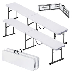VEVOR Plastic Folding Bench, 6 ft Portable Bench for Indoor/Outdoor Picnic Party Patio Camping Dining, Foldable Smooth