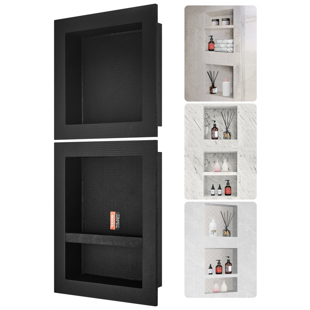 VEVOR Shower Niche Ready for Tile 16" x 16" & 16" x 20", Triple Shelf Organizer, Square Corners Wall-inserted Niche