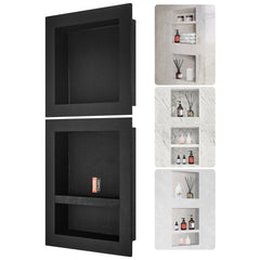 VEVOR Shower Niche Ready for Tile 16" x 16" & 16" x 20", Triple Shelf Organizer, Square Corners Wall-inserted Niche