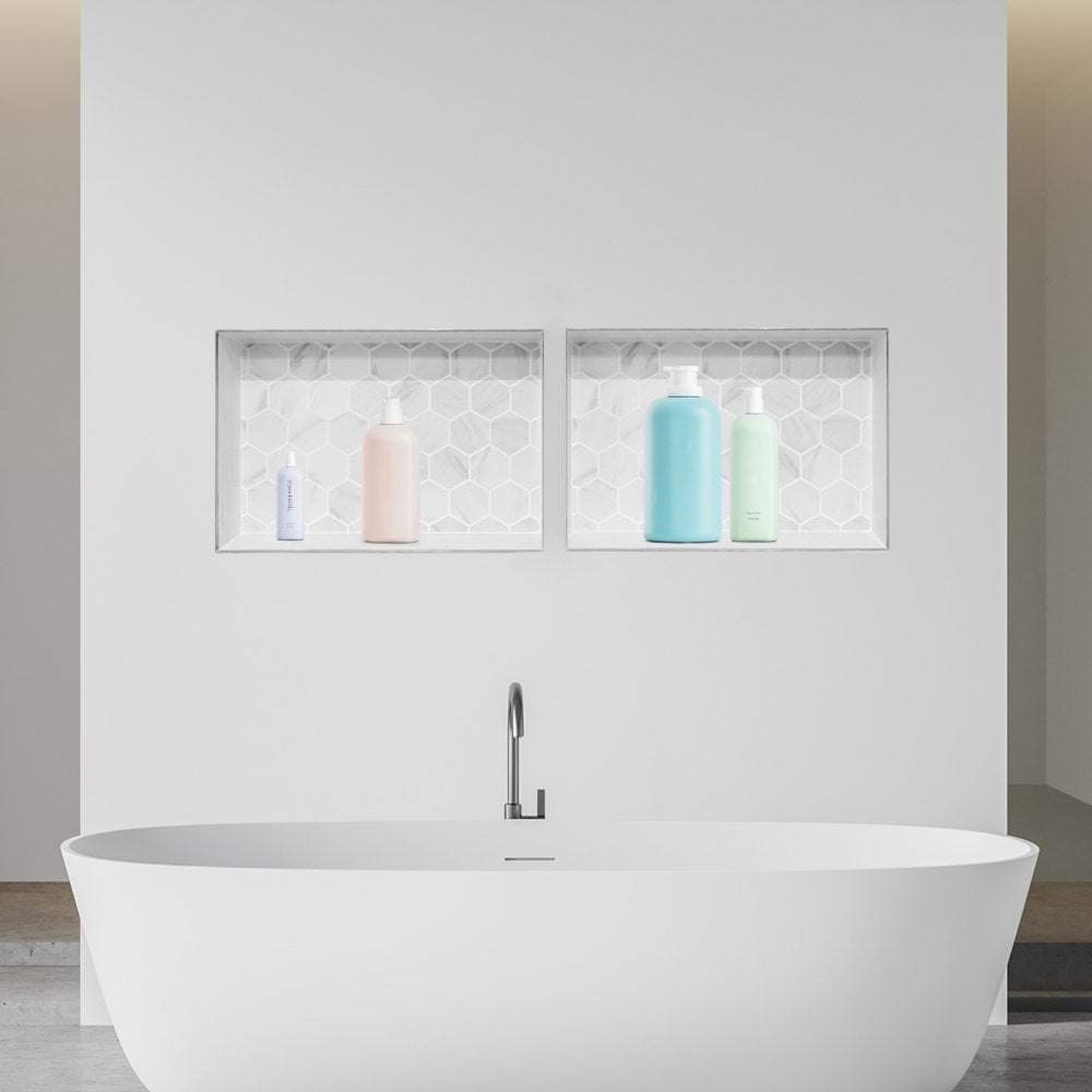 VEVOR Shower Niche, 16 x 24 inch + 16 x 24 inch Recessed Wall Niche with Movable Shelf, 4 inch Thick Modern