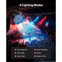 VEVOR LED Par Lights, 8 Pack 36 LED RGB Stage Lights Uplight Stage Lighting, for DJ, Event, Music Party, Wedding, Bar