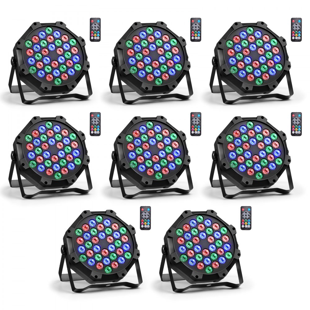 VEVOR LED Par Lights, 8 Pack 36 LED RGB Stage Lights Uplight Stage Lighting, for DJ, Event, Music Party, Wedding, Bar