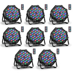 VEVOR LED Par Lights, 8 Pack 36 LED RGB Stage Lights Uplight Stage Lighting, for DJ, Event, Music Party, Wedding, Bar