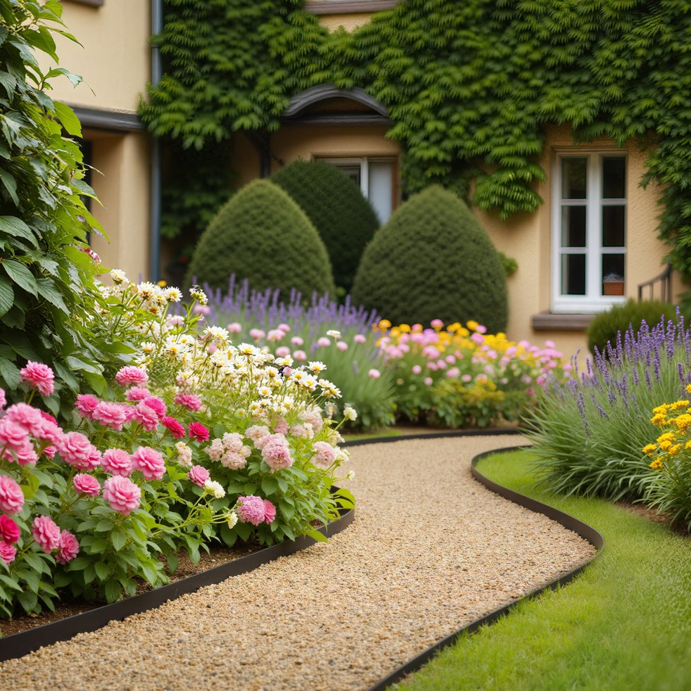 VEVOR Landscape Edging, 20 ft x 2 in Plastic Garden Border Edging with 120 Spikes, No Dig, Flexible Lawn Edgings Roll