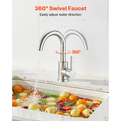 VEVOR Single Handle Sink Faucet, Kitchen Faucet Brushed Nickel Single Handle, Kitchen Water Faucets with Anti-Splash