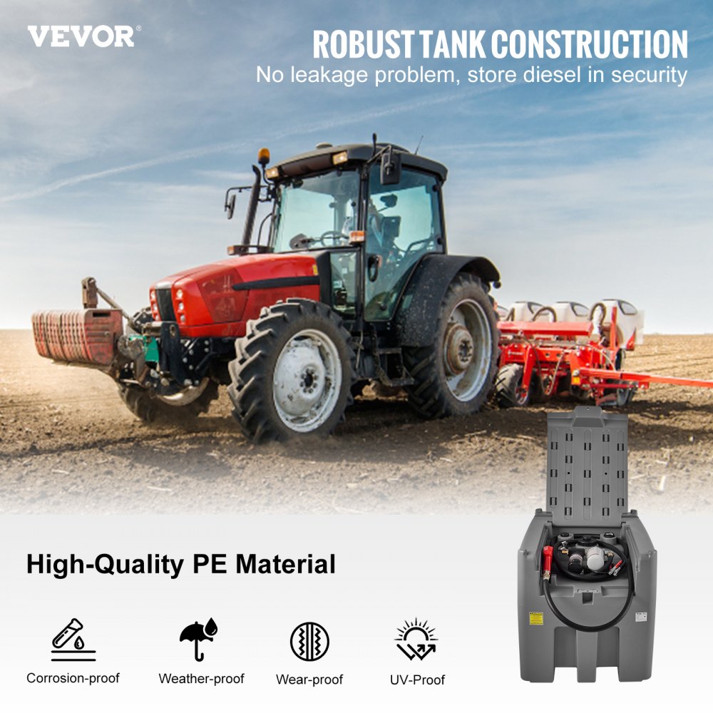 VEVOR Portable Diesel Tank, 116 Gallon Capacity & 10 GPM Flow Rate, Diesel Fuel Tank with 12V Electric Transfer Pump